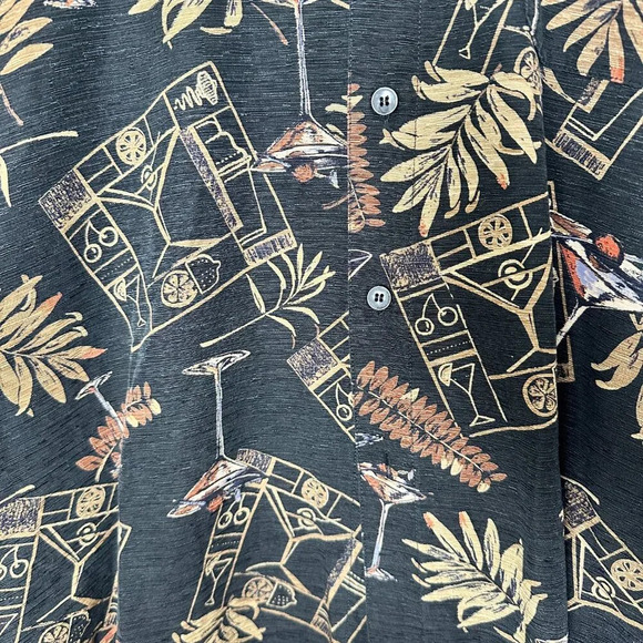 *VINTAGE* Chereskin Hawaiian Martini Cocktail Aloha Tropical Shirt XL 100% Silk - Picture 3 of 7